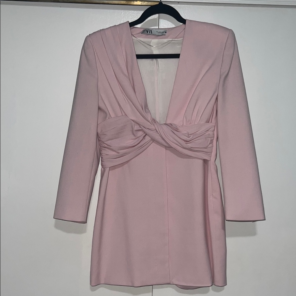 Zara Sophisticated Long Sleeve Blush Dress